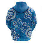 Australia Indigenous Prostate Cancer Awareness Zip Hoodie Blue Ribbon Aboriginal Art - Aussie Hoodie