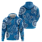 Australia Indigenous Prostate Cancer Awareness Zip Hoodie Blue Ribbon Aboriginal Art - Aussie Hoodie