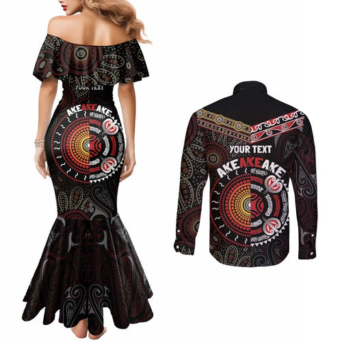 Aotearoa and Australia Indigenous Couples Matching Mermaid Dress and Long Sleeve Button Shirt Stand Together For Te Tiriti