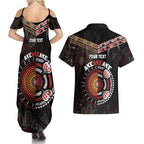 Aotearoa and Australia Indigenous Couples Matching Summer Maxi Dress and Hawaiian Shirt Stand Together For Te Tiriti