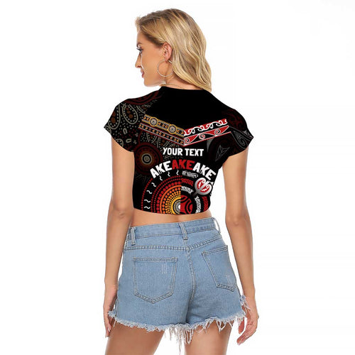 Aotearoa and Australia Indigenous Raglan Cropped T Shirt Stand Together For Te Tiriti