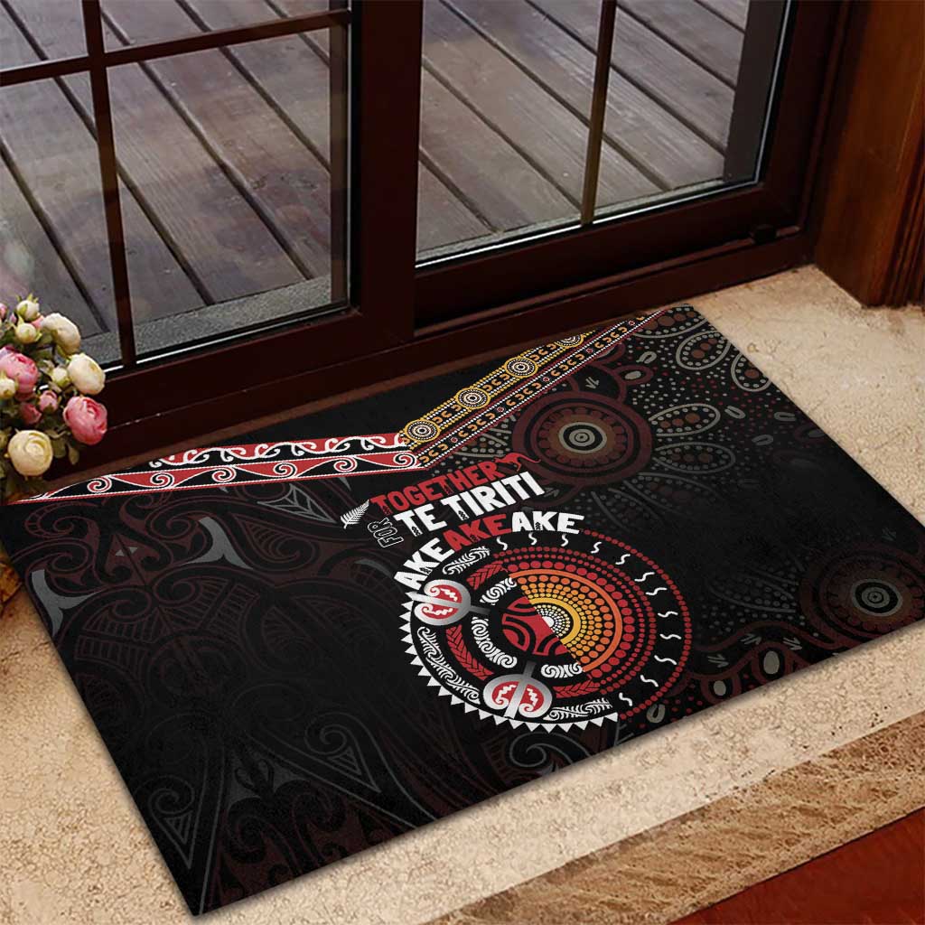 Aotearoa and Australia Indigenous Rubber Doormat Stand Together For Te Tiriti