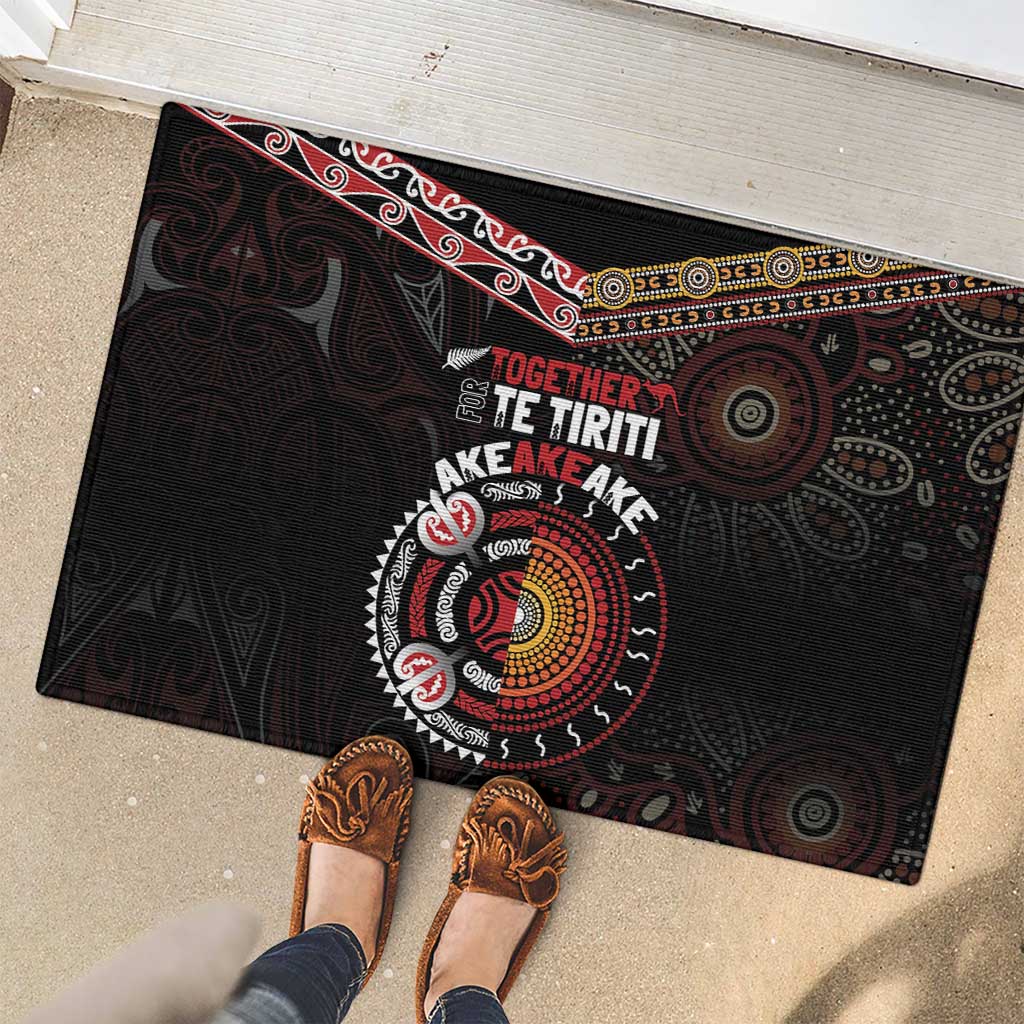 Aotearoa and Australia Indigenous Rubber Doormat Stand Together For Te Tiriti