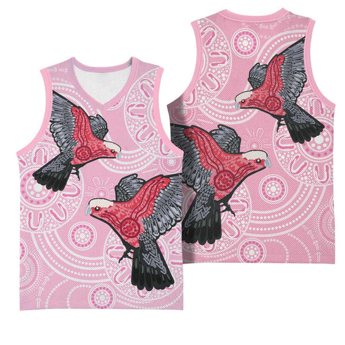 Pink Galah Aussie Aboriginal Basketball Jersey Soaring High - Aussie Hoodie