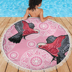 Pink Galah Aussie Aboriginal Beach Blanket Soaring High - Aussie Hoodie