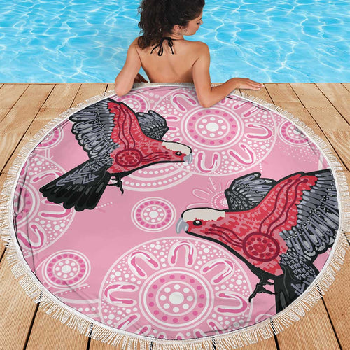Pink Galah Aussie Aboriginal Beach Blanket Soaring High - Aussie Hoodie