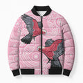 Pink Galah Aussie Aboriginal Bomber Puffer Jacket Soaring High - Aussie Hoodie