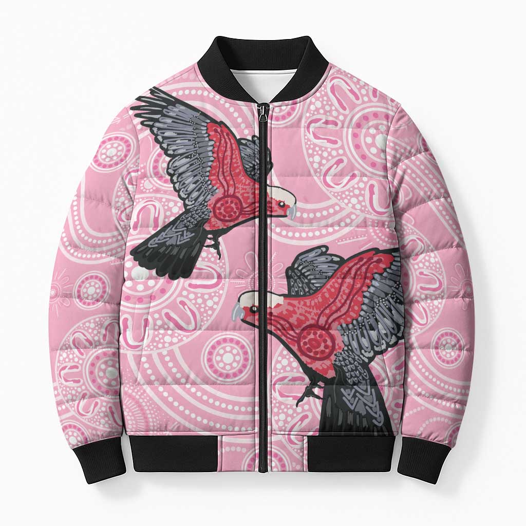 Pink Galah Aussie Aboriginal Bomber Puffer Jacket Soaring High - Aussie Hoodie