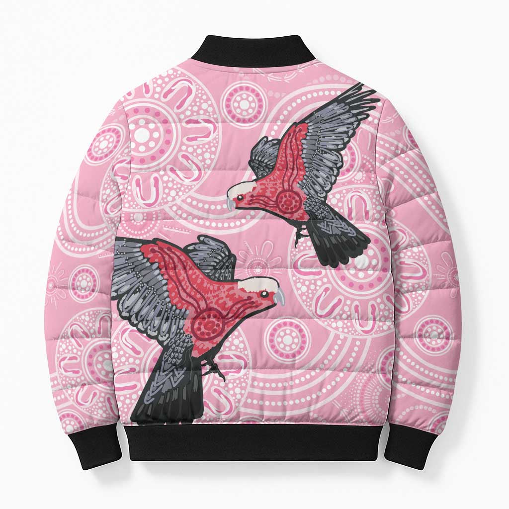 Pink Galah Aussie Aboriginal Bomber Puffer Jacket Soaring High - Aussie Hoodie