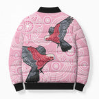 Pink Galah Aussie Aboriginal Bomber Puffer Jacket Soaring High - Aussie Hoodie