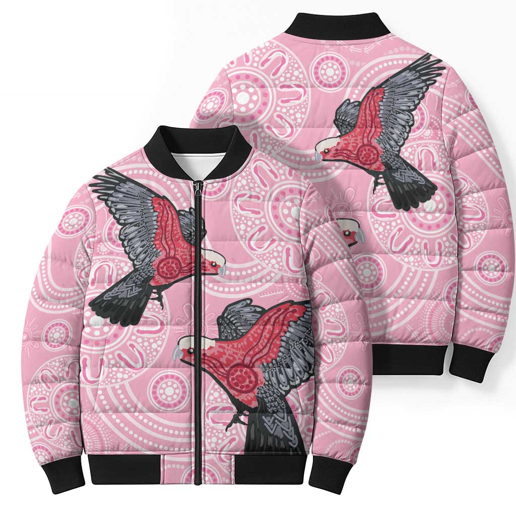 Pink Galah Aussie Aboriginal Bomber Puffer Jacket Soaring High - Aussie Hoodie