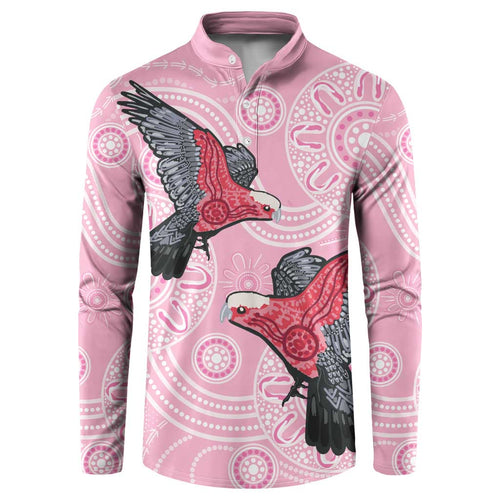Pink Galah Aussie Aboriginal Button Sweatshirt Soaring High - Aussie Hoodie