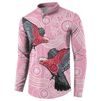 Pink Galah Aussie Aboriginal Button Sweatshirt Soaring High - Aussie Hoodie