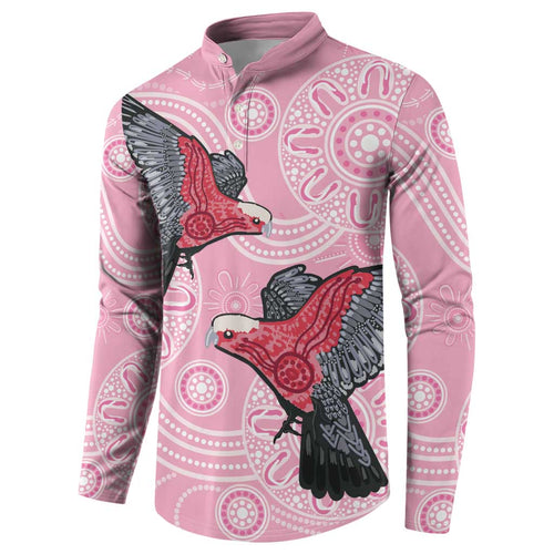 Pink Galah Aussie Aboriginal Button Sweatshirt Soaring High - Aussie Hoodie