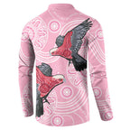 Pink Galah Aussie Aboriginal Button Sweatshirt Soaring High - Aussie Hoodie