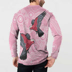 Pink Galah Aussie Aboriginal Button Sweatshirt Soaring High - Aussie Hoodie