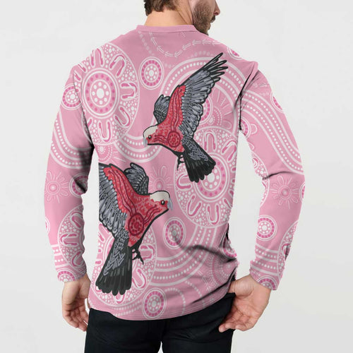 Pink Galah Aussie Aboriginal Button Sweatshirt Soaring High - Aussie Hoodie