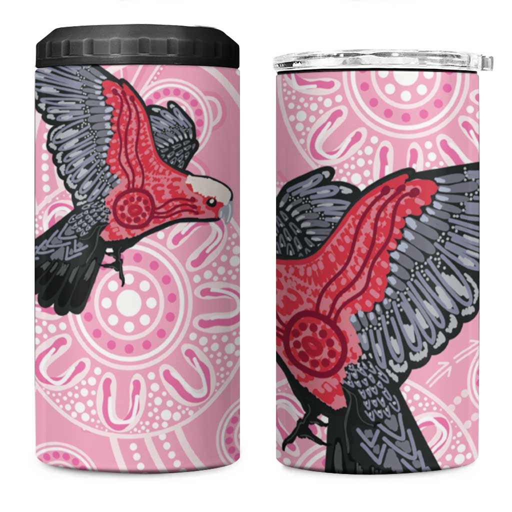 Pink Galah Aussie Aboriginal 4 in 1 Can Cooler Tumbler Soaring High - Aussie Hoodie