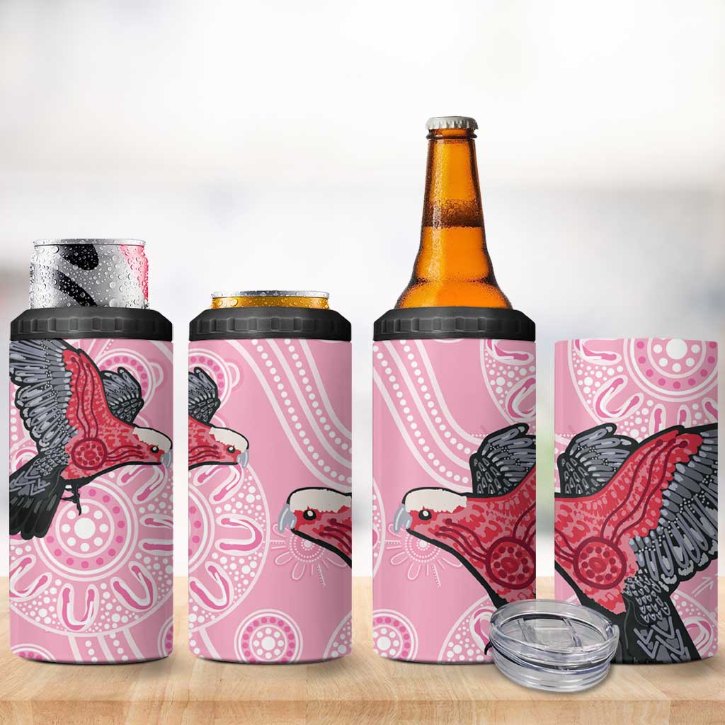 Pink Galah Aussie Aboriginal 4 in 1 Can Cooler Tumbler Soaring High - Aussie Hoodie
