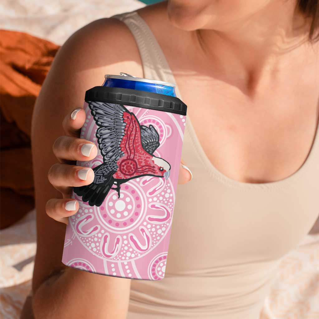 Pink Galah Aussie Aboriginal 4 in 1 Can Cooler Tumbler Soaring High - Aussie Hoodie