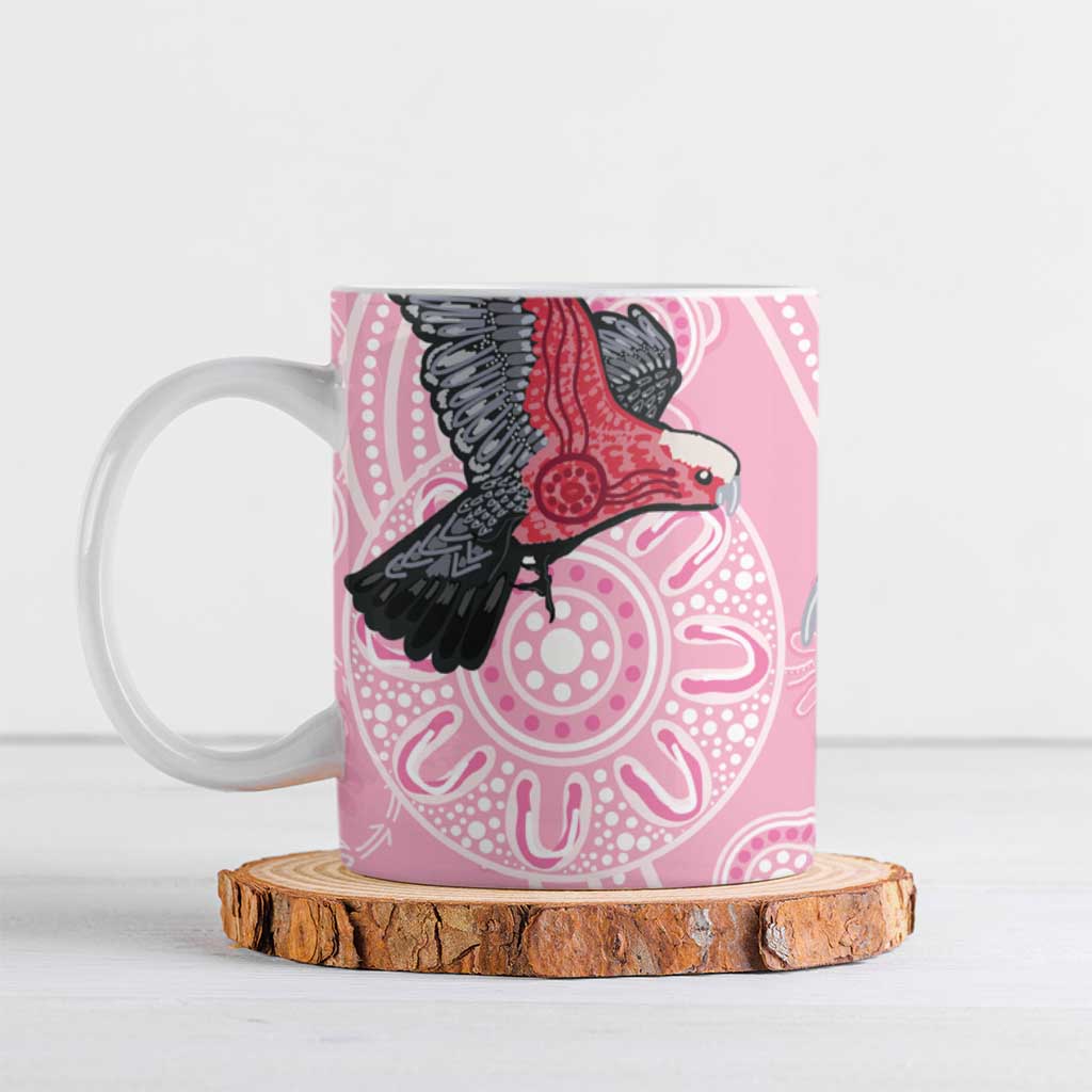 Pink Galah Aussie Aboriginal Ceramic Mug Soaring High - Aussie Hoodie