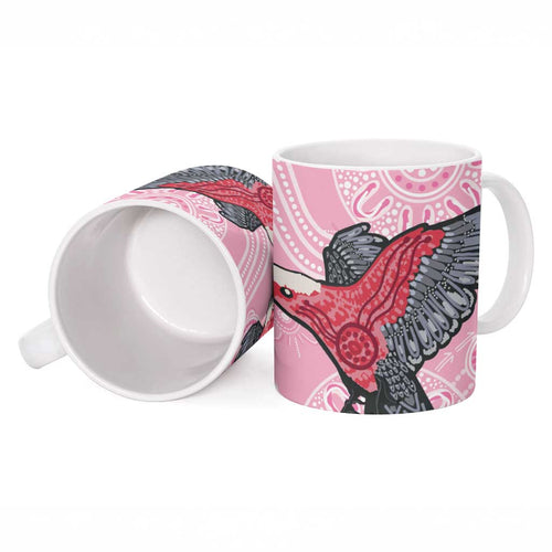 Pink Galah Aussie Aboriginal Ceramic Mug Soaring High - Aussie Hoodie