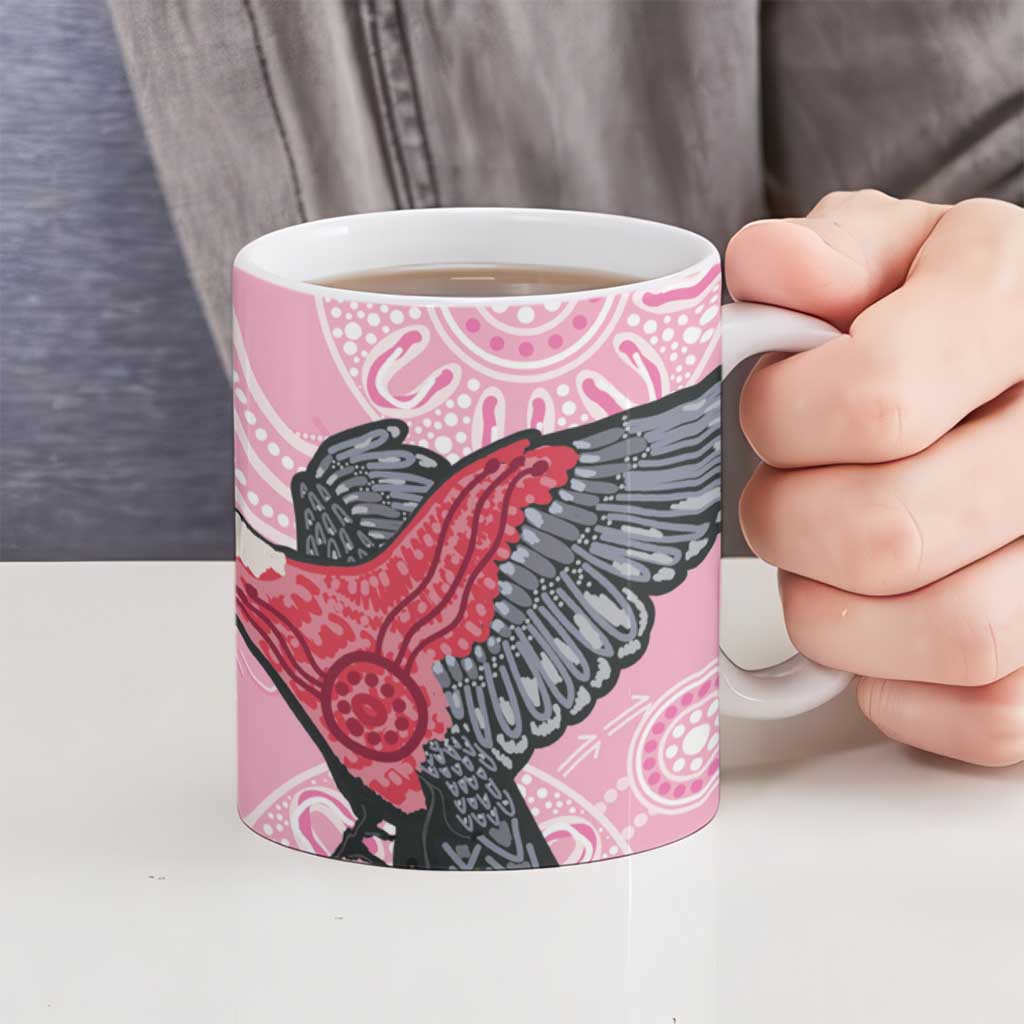 Pink Galah Aussie Aboriginal Ceramic Mug Soaring High - Aussie Hoodie
