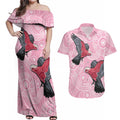 Pink Galah Aussie Aboriginal Couples Matching Off Shoulder Maxi Dress and Hawaiian Shirt Soaring High - Aussie Hoodie