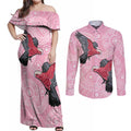 Pink Galah Aussie Aboriginal Couples Matching Off Shoulder Maxi Dress and Long Sleeve Button Shirt Soaring High - Aussie Hoodie