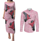 Pink Galah Aussie Aboriginal Couples Matching Puletasi and Long Sleeve Button Shirt Soaring High - Aussie Hoodie