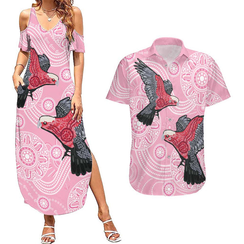 Pink Galah Aussie Aboriginal Couples Matching Summer Maxi Dress and Hawaiian Shirt Soaring High - Aussie Hoodie