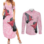 Pink Galah Aussie Aboriginal Couples Matching Summer Maxi Dress and Long Sleeve Button Shirt Soaring High - Aussie Hoodie
