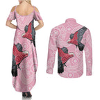 Pink Galah Aussie Aboriginal Couples Matching Summer Maxi Dress and Long Sleeve Button Shirt Soaring High - Aussie Hoodie