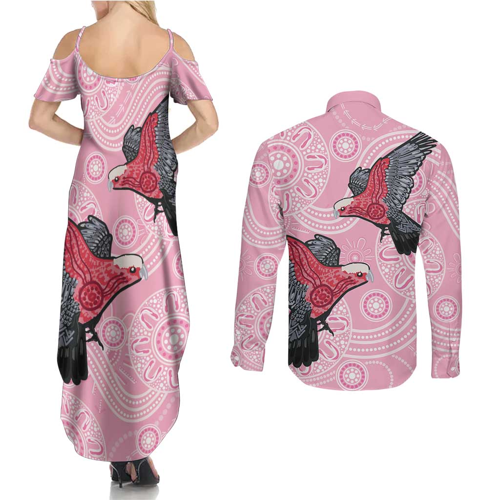 Pink Galah Aussie Aboriginal Couples Matching Summer Maxi Dress and Long Sleeve Button Shirt Soaring High - Aussie Hoodie
