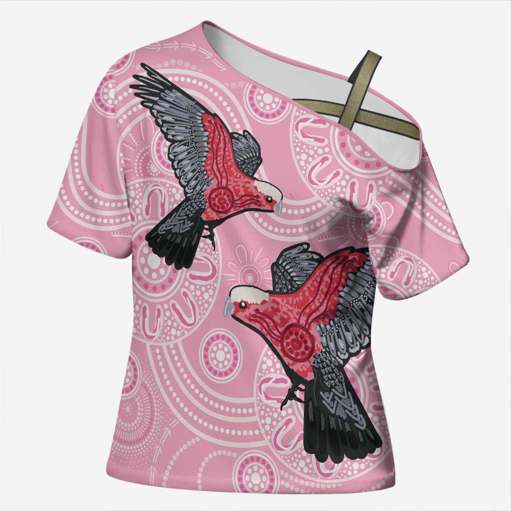Pink Galah Aussie Aboriginal Cross Shoulder Shirt Soaring High - Aussie Hoodie