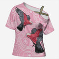 Pink Galah Aussie Aboriginal Cross Shoulder Shirt Soaring High - Aussie Hoodie