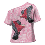 Pink Galah Aussie Aboriginal Cross Shoulder Shirt Soaring High - Aussie Hoodie