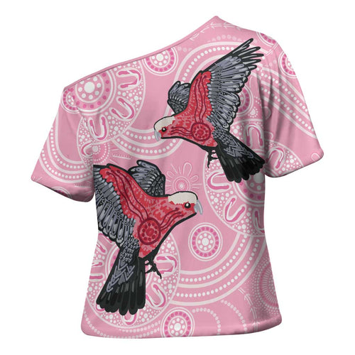 Pink Galah Aussie Aboriginal Cross Shoulder Shirt Soaring High - Aussie Hoodie