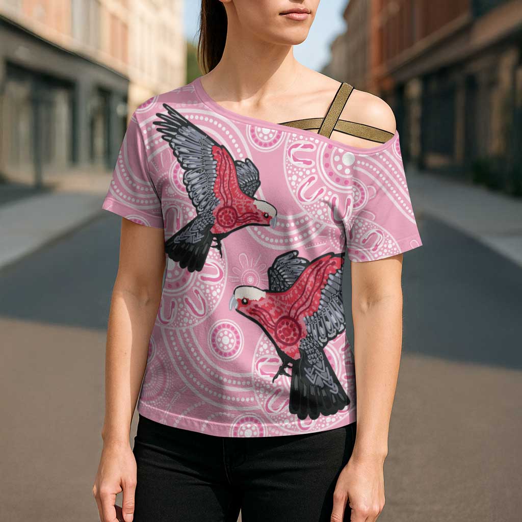 Pink Galah Aussie Aboriginal Cross Shoulder Shirt Soaring High - Aussie Hoodie