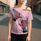 Pink Galah Aussie Aboriginal Cross Shoulder Shirt Soaring High - Aussie Hoodie