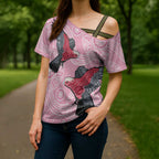 Pink Galah Aussie Aboriginal Cross Shoulder Shirt Soaring High - Aussie Hoodie