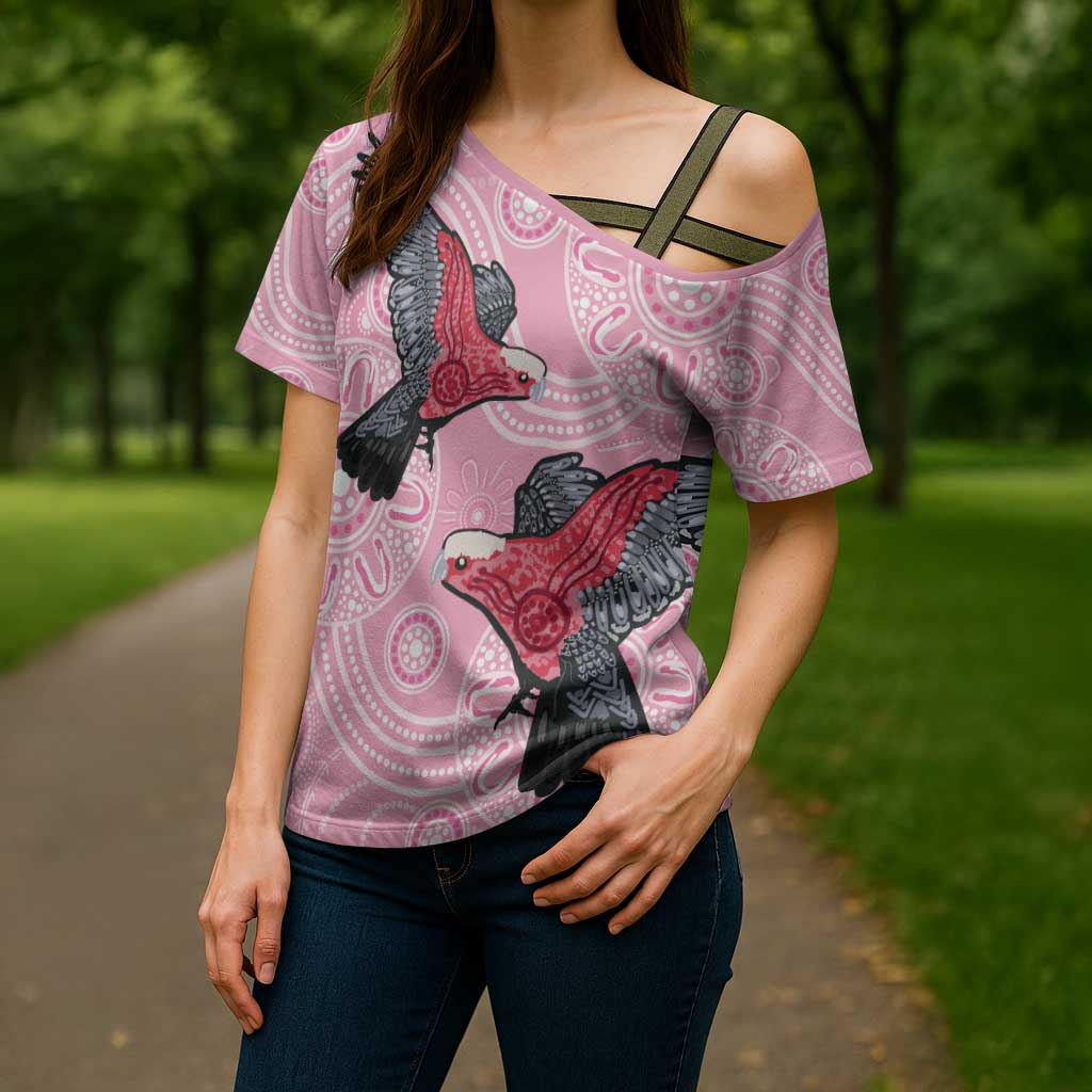 Pink Galah Aussie Aboriginal Cross Shoulder Shirt Soaring High - Aussie Hoodie