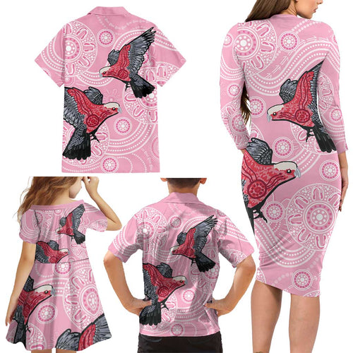 Pink Galah Aussie Aboriginal Family Matching Long Sleeve Bodycon Dress and Hawaiian Shirt Soaring High - Aussie Hoodie