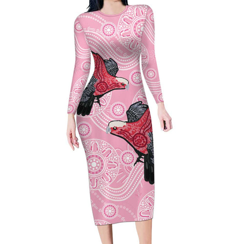 Pink Galah Aussie Aboriginal Family Matching Long Sleeve Bodycon Dress and Hawaiian Shirt Soaring High - Aussie Hoodie