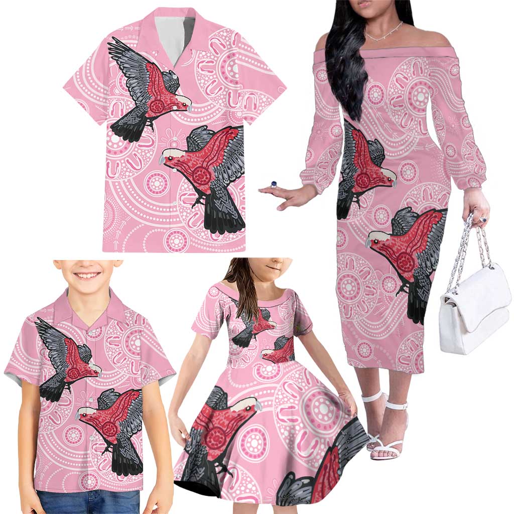 Pink Galah Aussie Aboriginal Family Matching Off The Shoulder Long Sleeve Dress and Hawaiian Shirt Soaring High - Aussie Hoodie