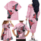 Pink Galah Aussie Aboriginal Family Matching Off The Shoulder Long Sleeve Dress and Hawaiian Shirt Soaring High - Aussie Hoodie