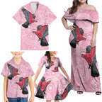 Pink Galah Aussie Aboriginal Family Matching Off Shoulder Maxi Dress and Hawaiian Shirt Soaring High - Aussie Hoodie