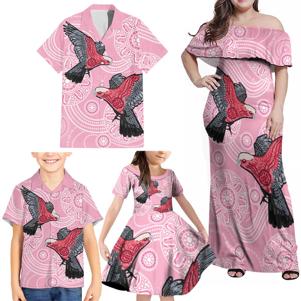 Pink Galah Aussie Aboriginal Family Matching Off Shoulder Maxi Dress and Hawaiian Shirt Soaring High - Aussie Hoodie