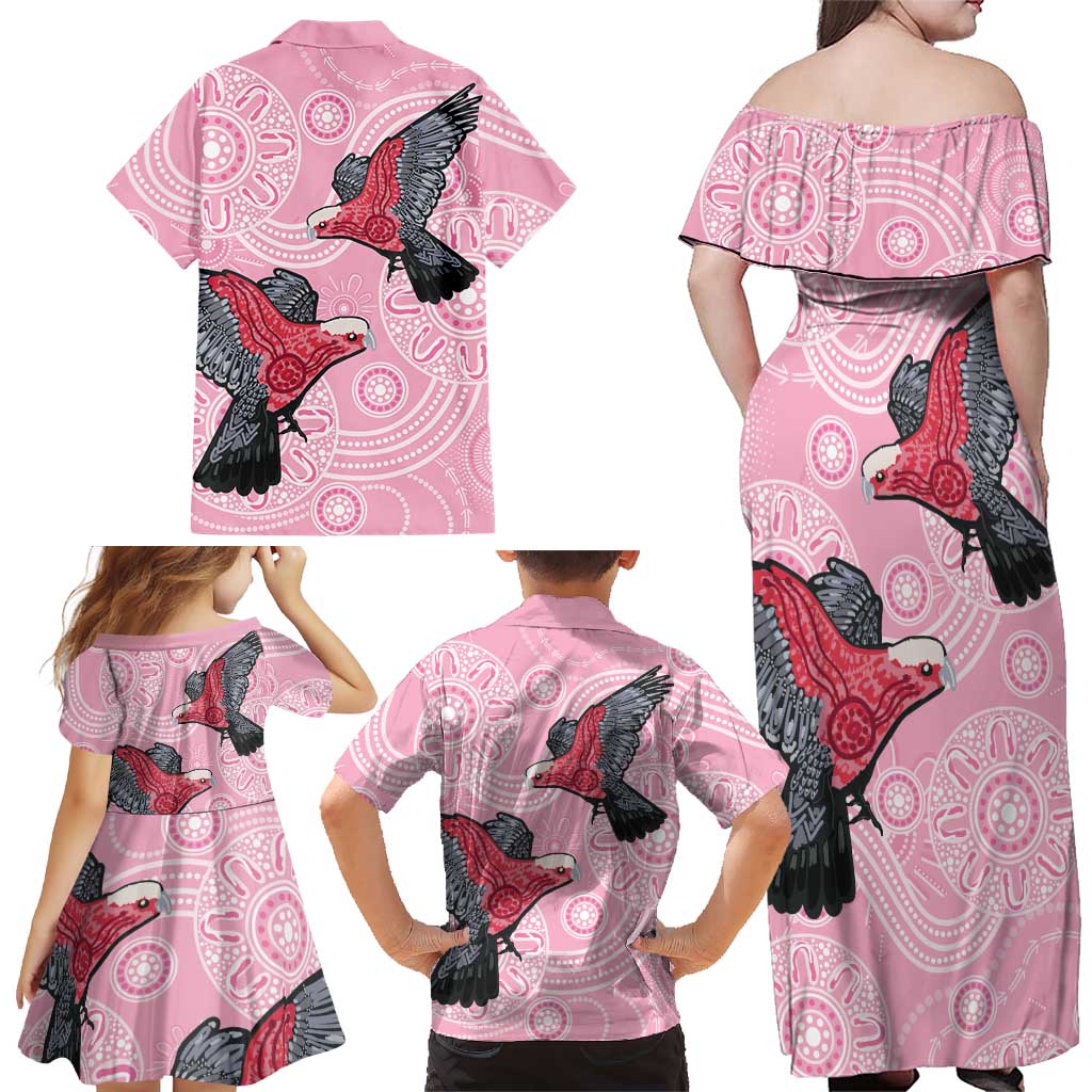 Pink Galah Aussie Aboriginal Family Matching Off Shoulder Maxi Dress and Hawaiian Shirt Soaring High - Aussie Hoodie