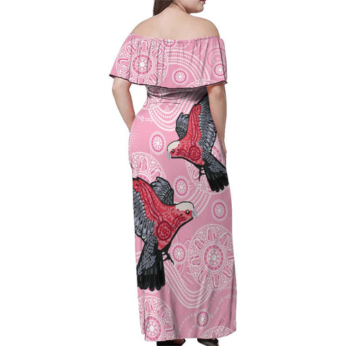Pink Galah Aussie Aboriginal Family Matching Off Shoulder Maxi Dress and Hawaiian Shirt Soaring High - Aussie Hoodie
